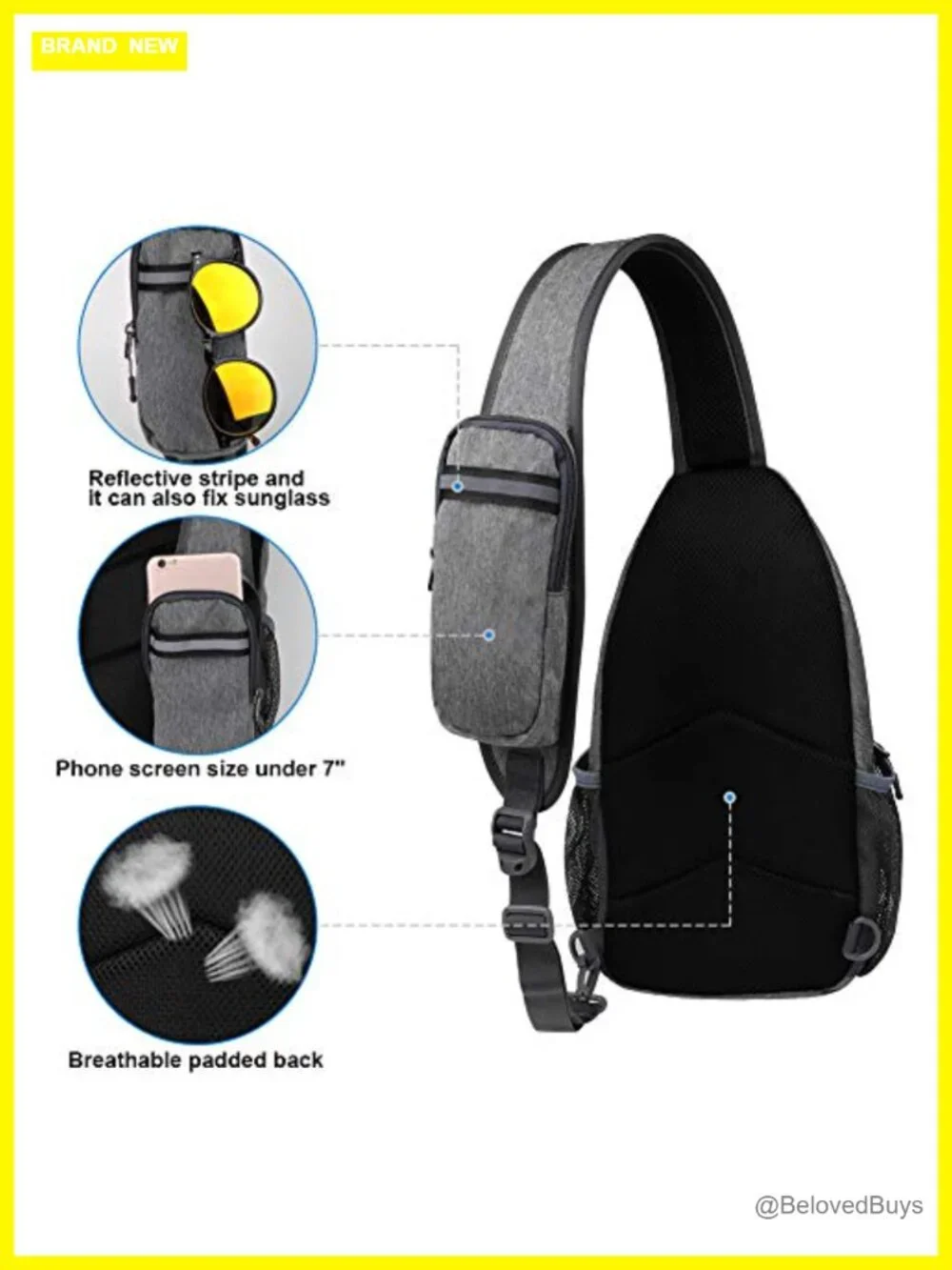 Polyester Crossbody Sling Backpack for Travel Hiking Daypack with Adjustable